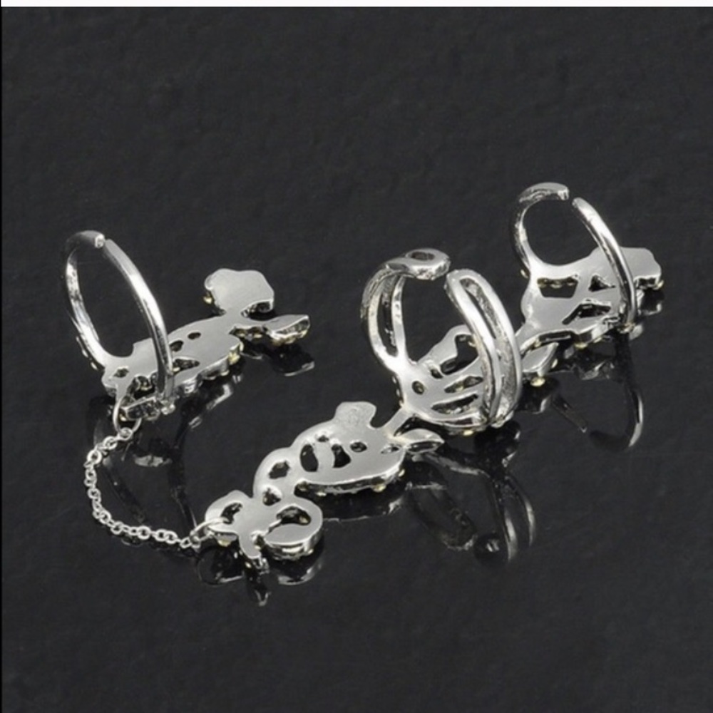 Multiple Finger Stack Crystal Ring. Silver - image 3